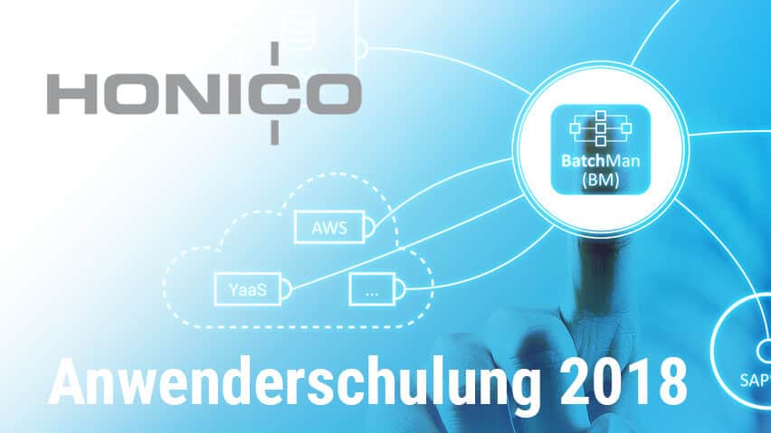 HONICO Anwenderschulung Workload Automation BatchMan Titel und HONICO Logo