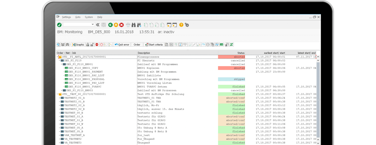 Screenshot Laptop HONICO BatchMan Monitoring Übersicht