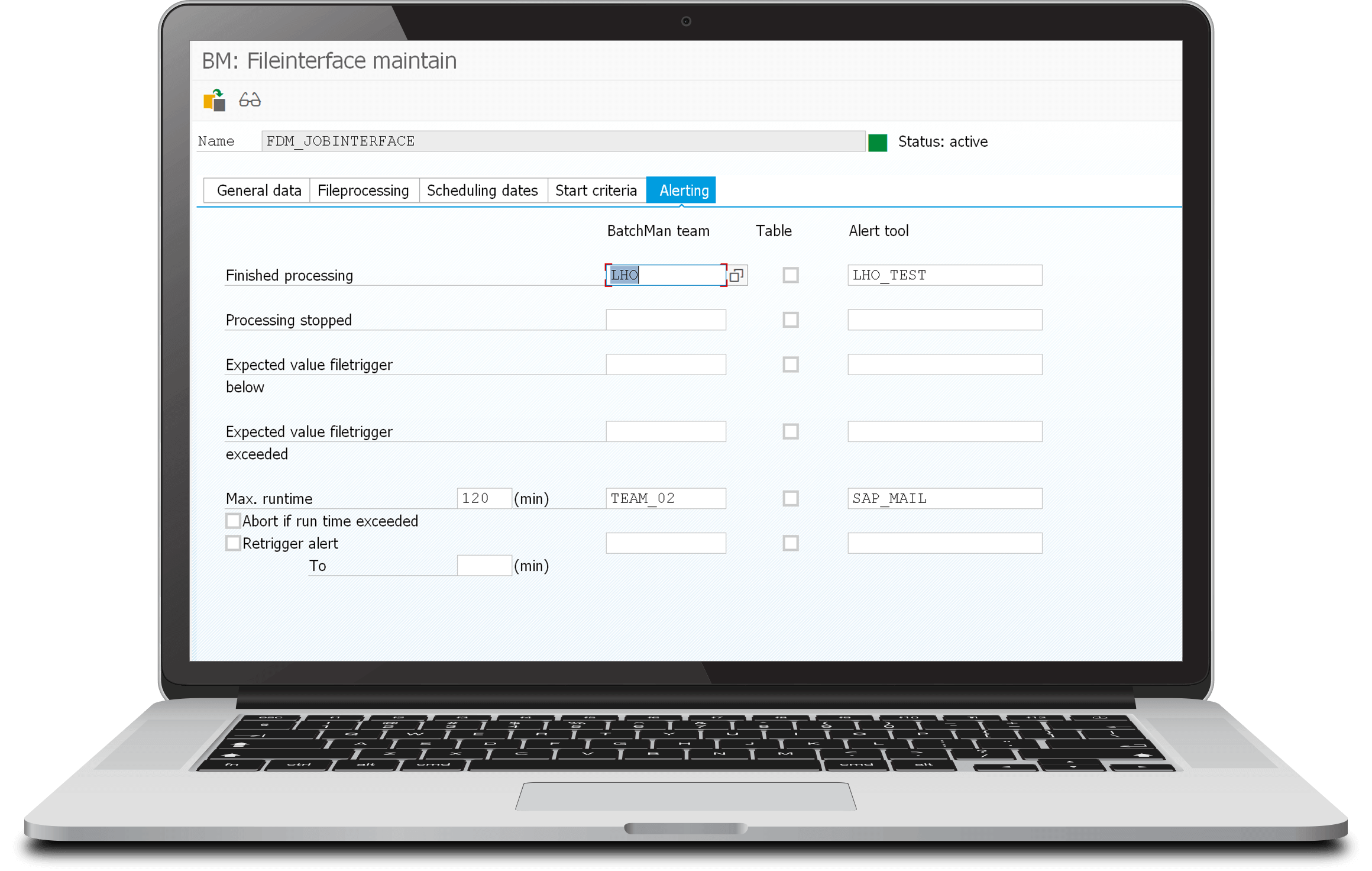 Screenshot File & DataManager Fileinterface Alarmierung