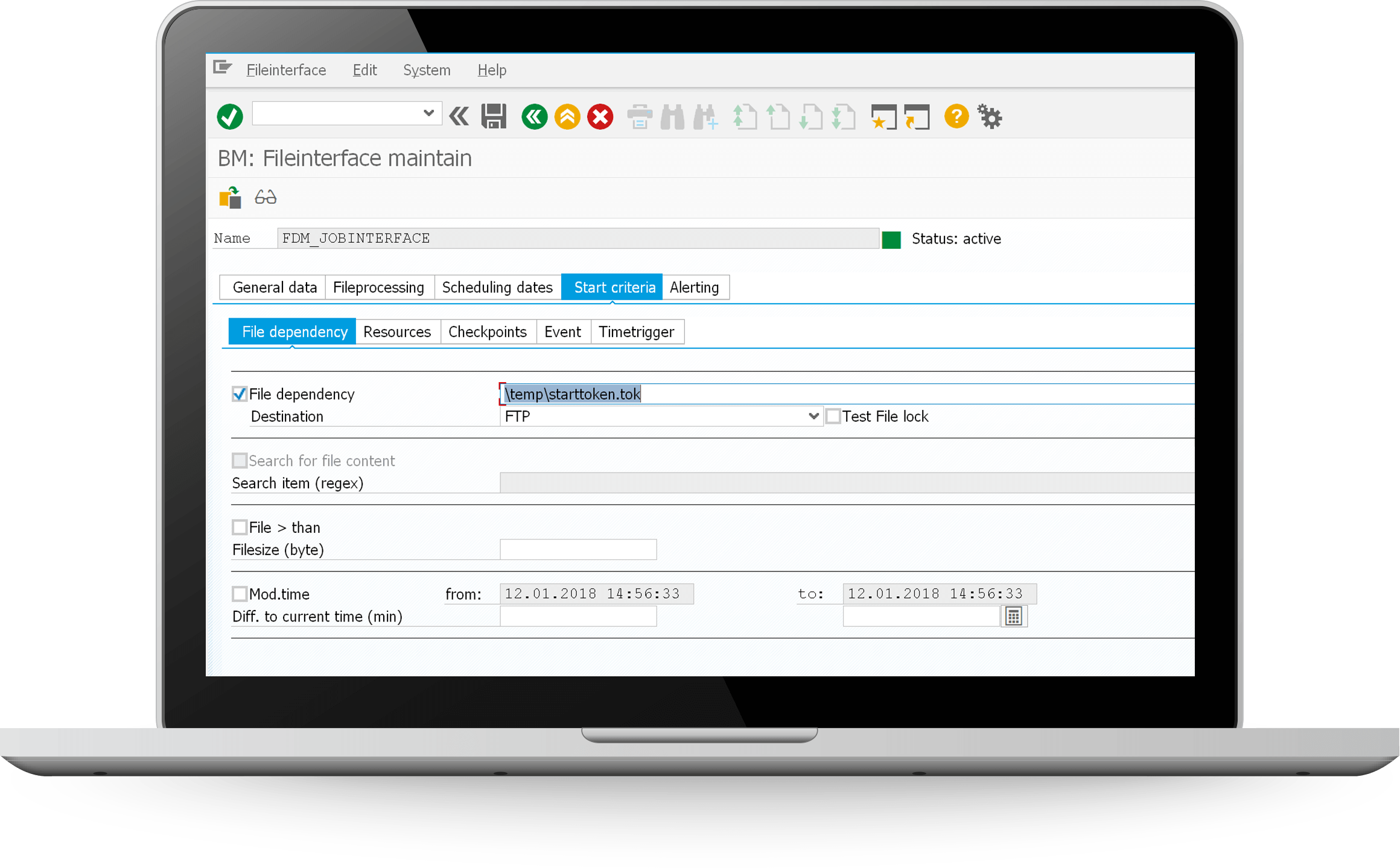 Screenshot File & DataManager File Interface- file processing definable with any customizable start criteria