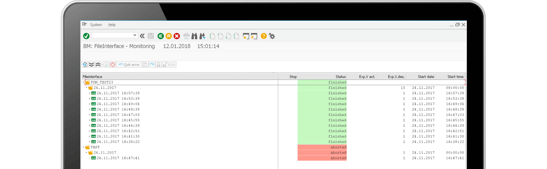 File & DataManager Prozessüberwachung Screenshot - alle Informationen zentral über das Monitoring verfügbar