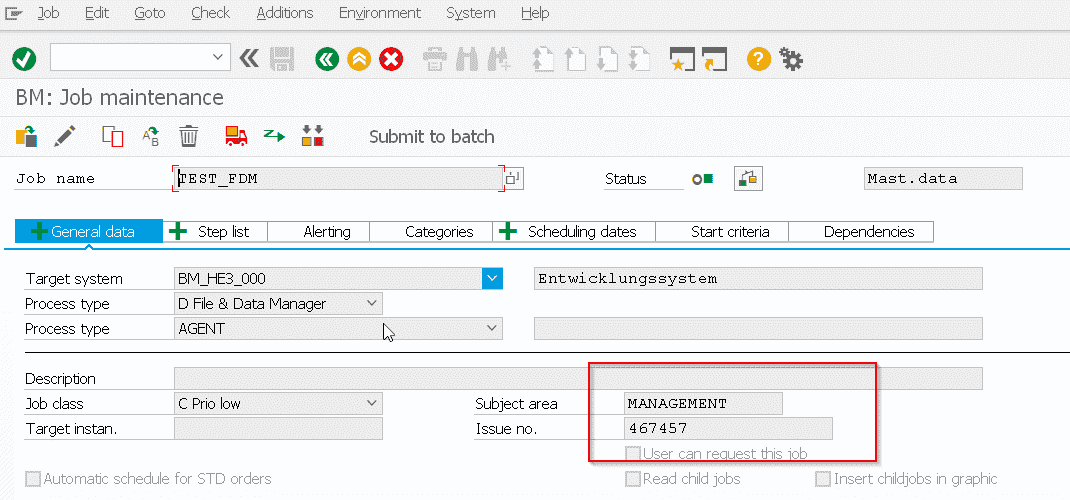Screenshot Variablen in BM Job pflegen