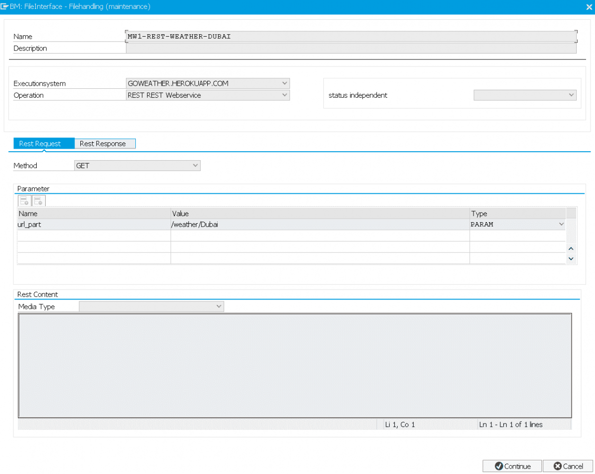 Screenshot FDM BM: Einrichten REST Service