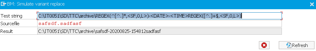 Screenshot FDM Simulation der Variablenersetzung mit REGEX