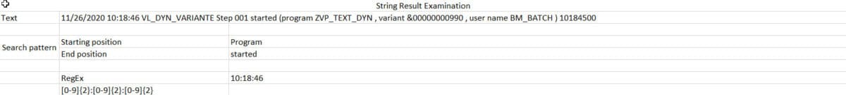 Screenshot Time result with RegEx
