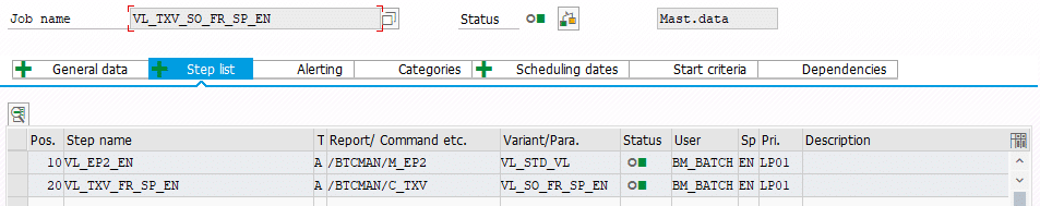 Screenshot Step list in BatchMan