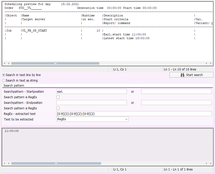 Screenshot Options for starting search pattern in BatchMan