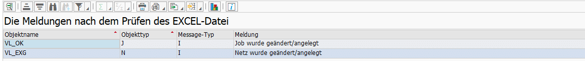 Screenshot BatchMan Protokoll nach Prüfung einer Excel-Datei ohne Datei Import